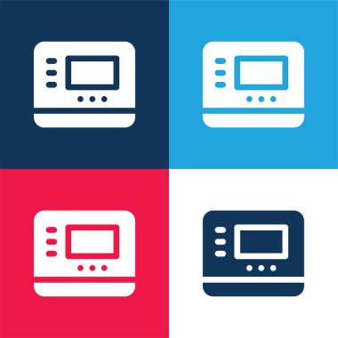 Pil mavi ve kırmızı dört renk minimal simge kümesi