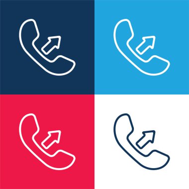 Answer A Call Interface Symbol Of Auricular With An Arrow blue and red four color minimal icon set clipart