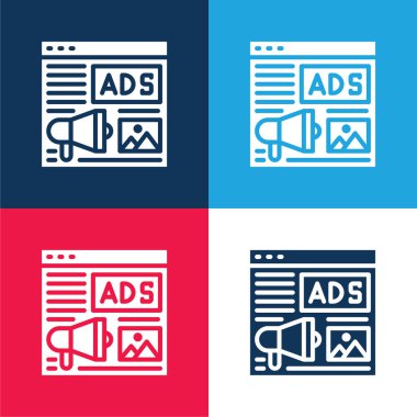 Advertising blue and red four color minimal icon set clipart