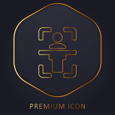 Body Scan golden line premium logo or icon clipart