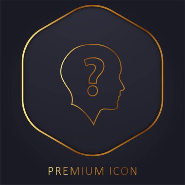 Bald Head With Question Mark golden line premium logo or icon clipart