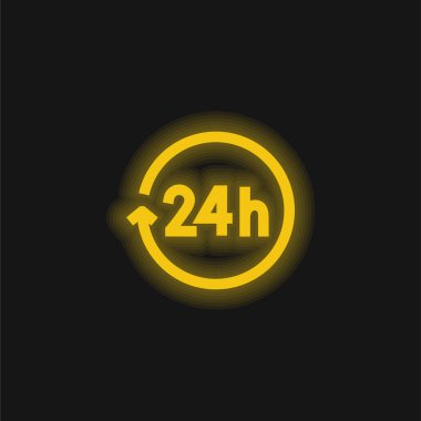 24 Saat Sarı Parlayan Neon simgesi