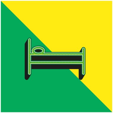 Bed Side View Yeşil ve sarı 3d vektör simgesi