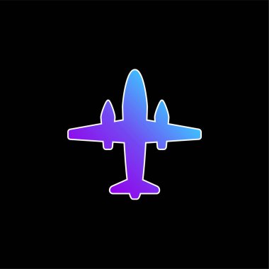 Aeroplane With Two Big Engines blue gradient vector icon clipart