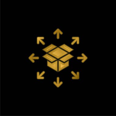 Kutu altın kaplama metalik simge veya logo vektörü