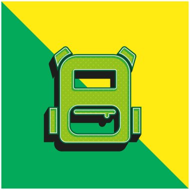 Sırt çantası yeşil ve sarı modern 3d vektör simgesi logosu