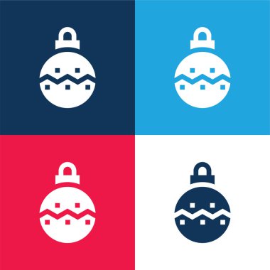 Bauble mavi ve kırmızı dört renk en düşük simge kümesi