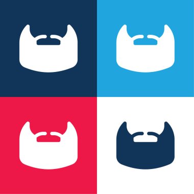 Sakal mavi ve kırmızı dört renk minimal simge kümesi