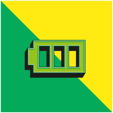 Battery With Three Empty Areas Green and yellow modern 3d vector icon logo clipart