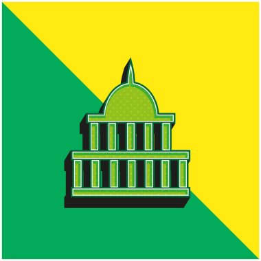 Amerikan Hükümet Binası Yeşil ve Sarı 3D vektör simgesi