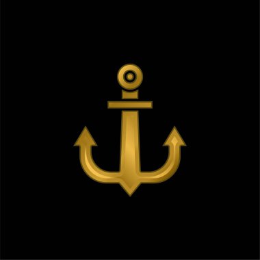 Çapa altın kaplama metalik simge veya logo vektörü