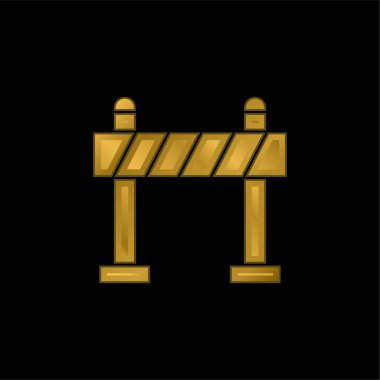 Bariyer altın kaplama metalik simge veya logo vektörü