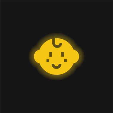 Bebek Çocuk sarı parlak neon simgesi