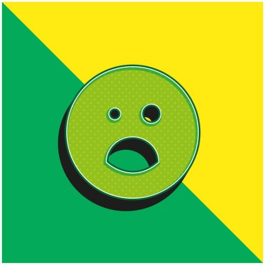 Siyah Göz ve Açık Ağız Duygu Meydanı Yüzü Yeşil ve Sarı Modern 3D vektör logosu