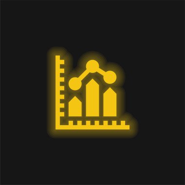 Çubuk Grafik sarı parlak neon simgesi
