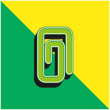 Attachment Paperclip Symbol Of Straight Lines With Rounded Angles Green and yellow modern 3d vector icon logo clipart