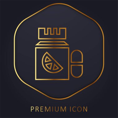 Şişe altın çizgisi prim logosu veya simgesi