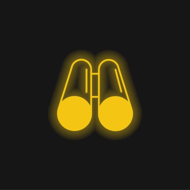 Dürbünler sarı parlayan neon simgesi