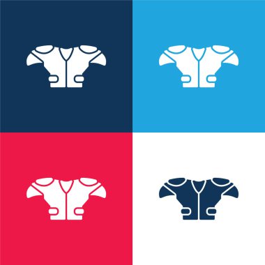 Amerikan Futbolcu Siyah T-Shirt Kumaş Mavi ve Kırmızı 4 renk minimal simgesi