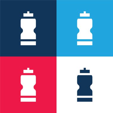 Şişe mavi ve kırmızı dört renk minimal simge kümesi