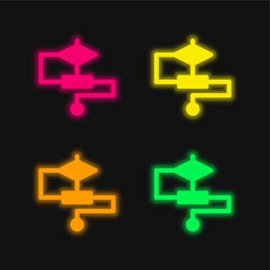 Algoritma dört renk parlayan neon vektör simgesi