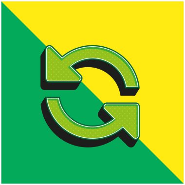 Oklar Çift Saat Yönünün Tersinde Sembol Yeşil ve Sarı Modern 3D vektör simgesi logosu