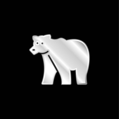 Bear silver plated metallic icon clipart
