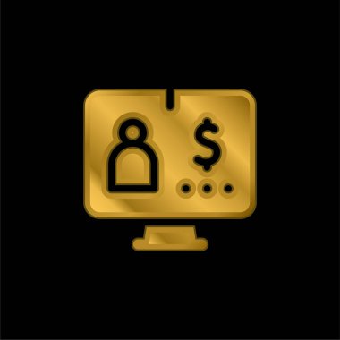 Bank Account gold plated metalic icon or logo vector clipart