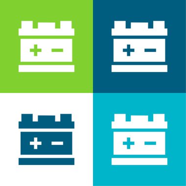 Batarya Düz 4 renk en küçük simge seti