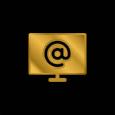 Altın kaplama metalik simge veya logo vektöründe