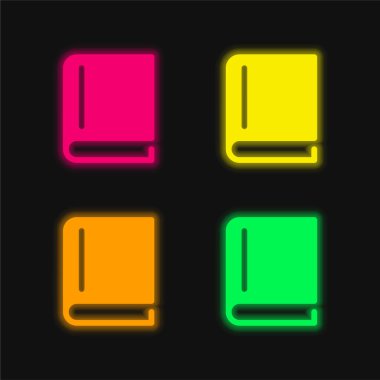 Kara Kapak Kitabı dört renk parlayan neon vektör simgesi kapattı