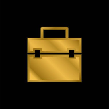 Evrak çantası altın kaplama metalik simge veya logo vektörü
