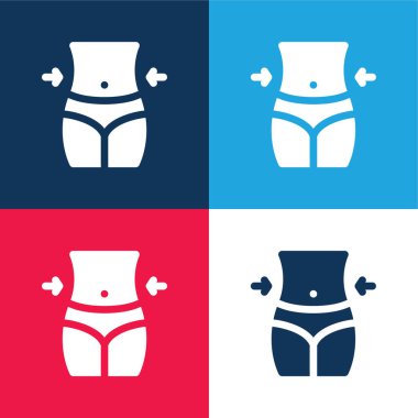 Göbek mavisi ve kırmızı dört renk minimal simge kümesi