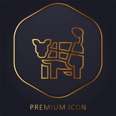 Sığır eti altın çizgisi prim logosu veya simgesi