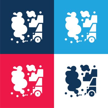 Air Pollution blue and red four color minimal icon set clipart