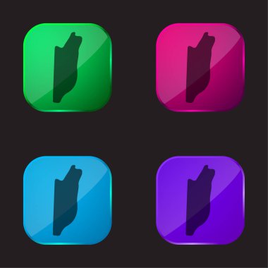 Belize four color glass button icon clipart