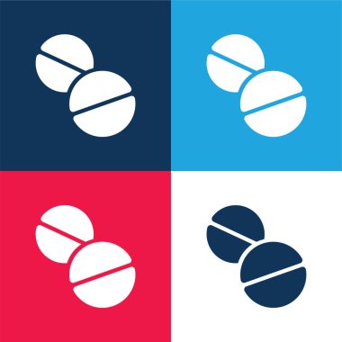 Aspirins blue and red four color minimal icon set clipart