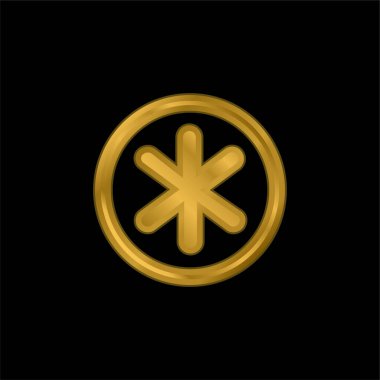 Asterisk Yıldız Sembolü Dairesel Düğme Altın kaplama metalik simge veya logo vektörü