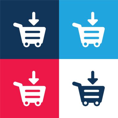 Cart 'a mavi ve kırmızı 4 renk minimal simgesi ekle