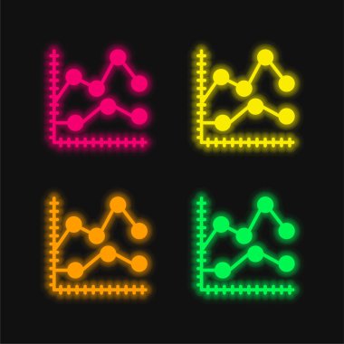 Analitik dört renk parlayan neon vektör simgesi
