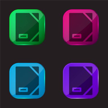 Bağlayıcı dört renkli cam düğme simgesi