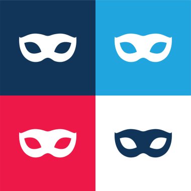 Black Carnival Mask Shape blue and red four color minimal icon set clipart