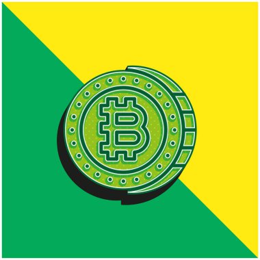 Bitcoin Yeşil ve Sarı modern 3d vektör simgesi logosu