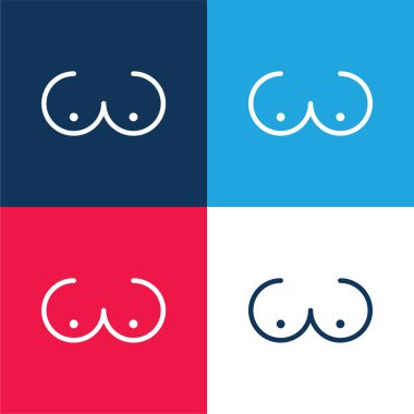 Göğüs mavisi ve kırmızı dört renk minimal simge kümesi