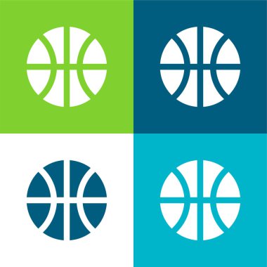 Basketbol Düz 4 renk minimal simge seti