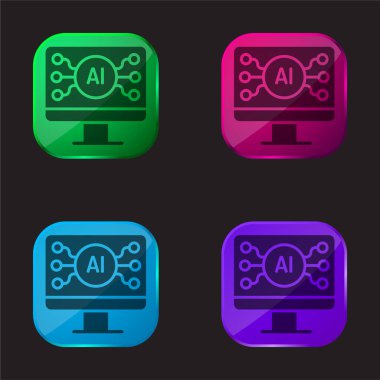 Al dört renkli cam düğme simgesi