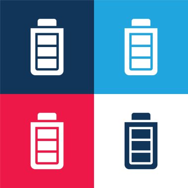 Pil mavi ve kırmızı dört renk minimal simge kümesi