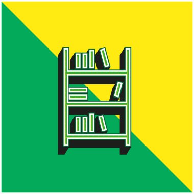 Kitap rafı yeşil ve sarı 3d vektör simgesi logosu