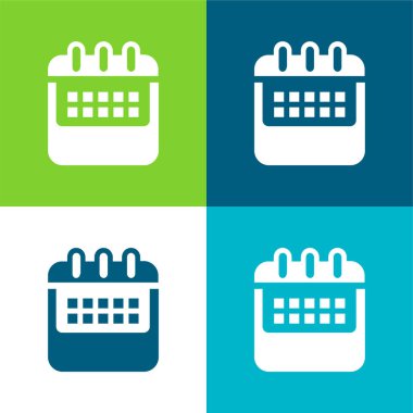 Yıllık Takvim Değişkeni Düz Düz 4 renk minimal simgesi seti