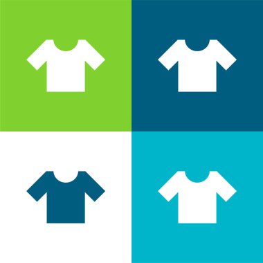 Temel T-Shirt Düz 4 renk simgesi seti